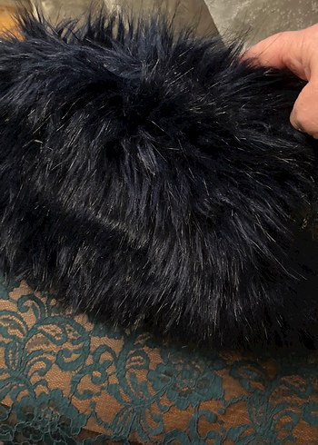 Lacivert Kürk Detaylı Kadın Çanta - Görsel 5