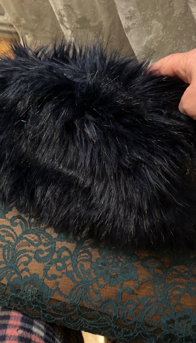 Lacivert Kürk Detaylı Kadın Çanta - Görsel 5