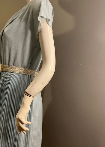 1980 lerden Pliseli  Uçuk Mavi  Midi Elbise - Görsel 7