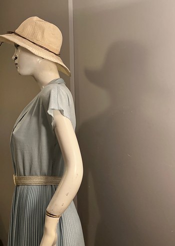 1980 lerden Pliseli  Uçuk Mavi  Midi Elbise - Görsel 6