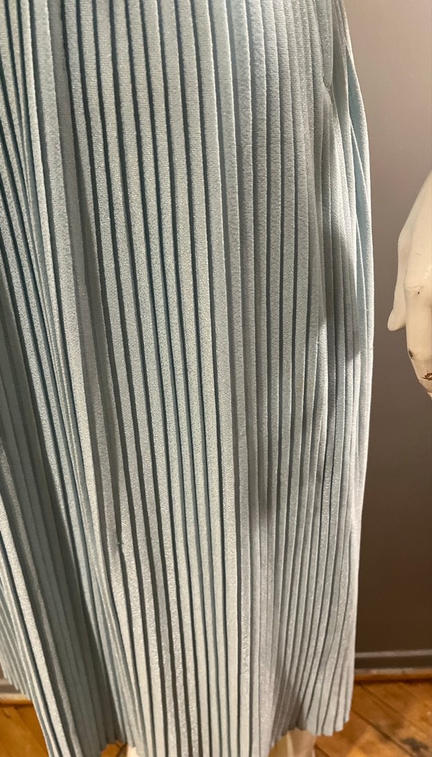 1980 lerden Pliseli  Uçuk Mavi  Midi Elbise - Görsel 3