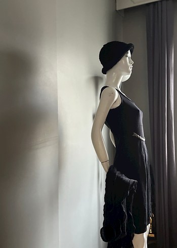 Adil Işık / Kemer Detaylı Siyah Mini Elbise - Görsel 8