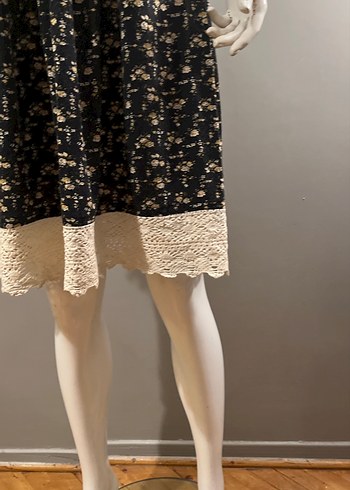 Dantel Detaylı Siyah Bohem Mini Elbise - Görsel 6