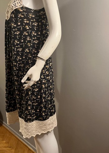 Dantel Detaylı Siyah Bohem Mini Elbise - Görsel 10