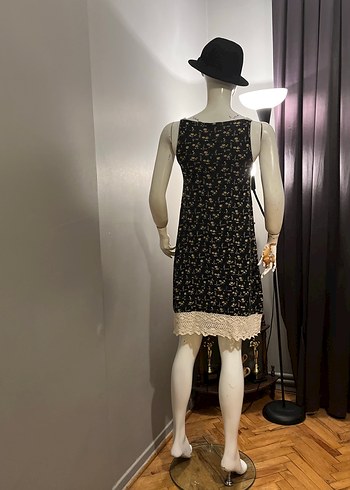 Dantel Detaylı Siyah Bohem Mini Elbise - Görsel 13