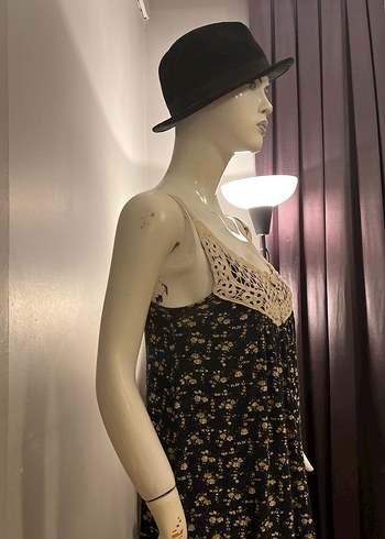 Dantel Detaylı Siyah Bohem Mini Elbise - Görsel 12