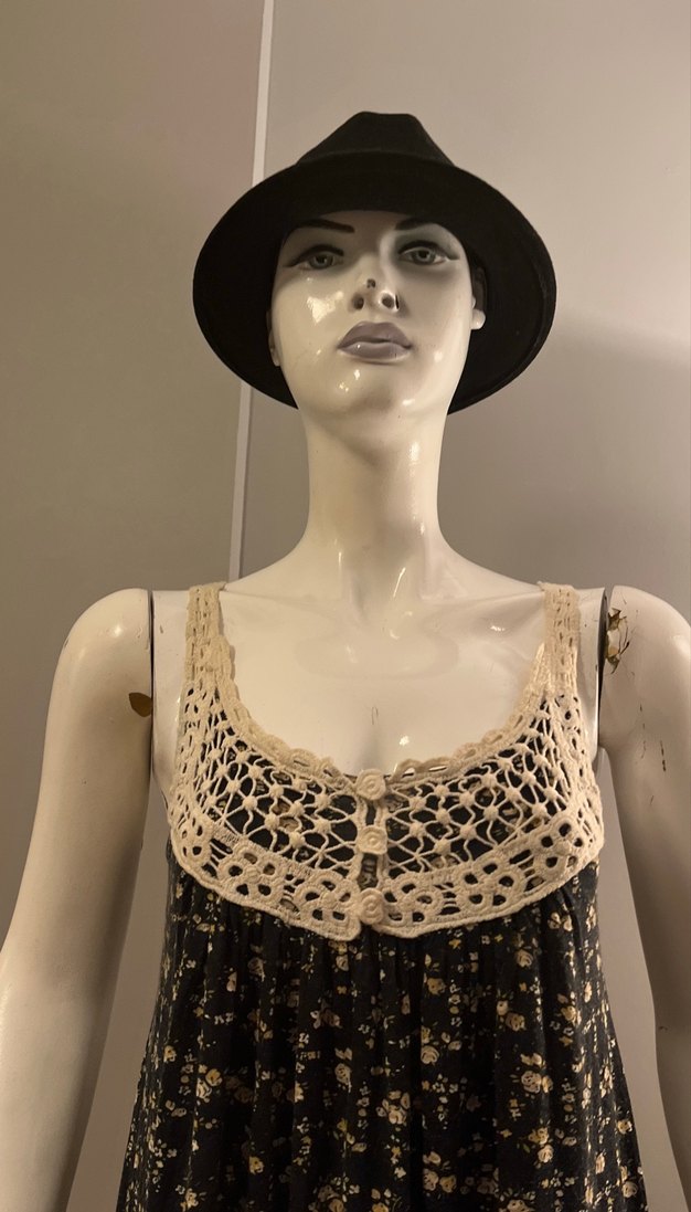 Dantel Detaylı Siyah Bohem Mini Elbise - Görsel 3