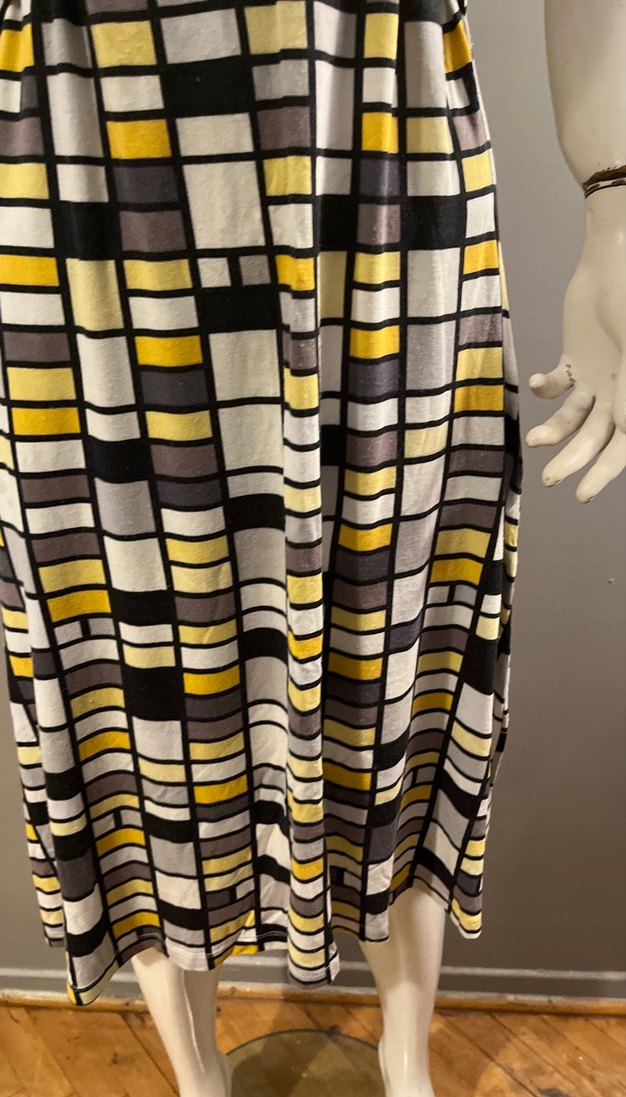 Ekose Desenli Kemerli Midi Elbise - Görsel 3