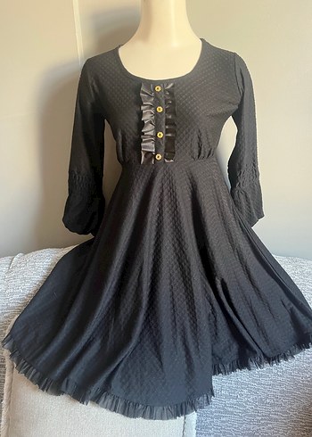 m Beden Uzun Kollu Siyah Gotik Elbise