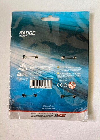 Disney Pixar Cars Badge Rozet 4'lü