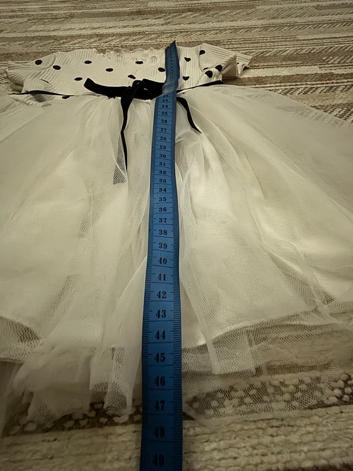 Kız Çocuk Beyaz Puantiyeli Fırfırlı Elbise - Görsel 2