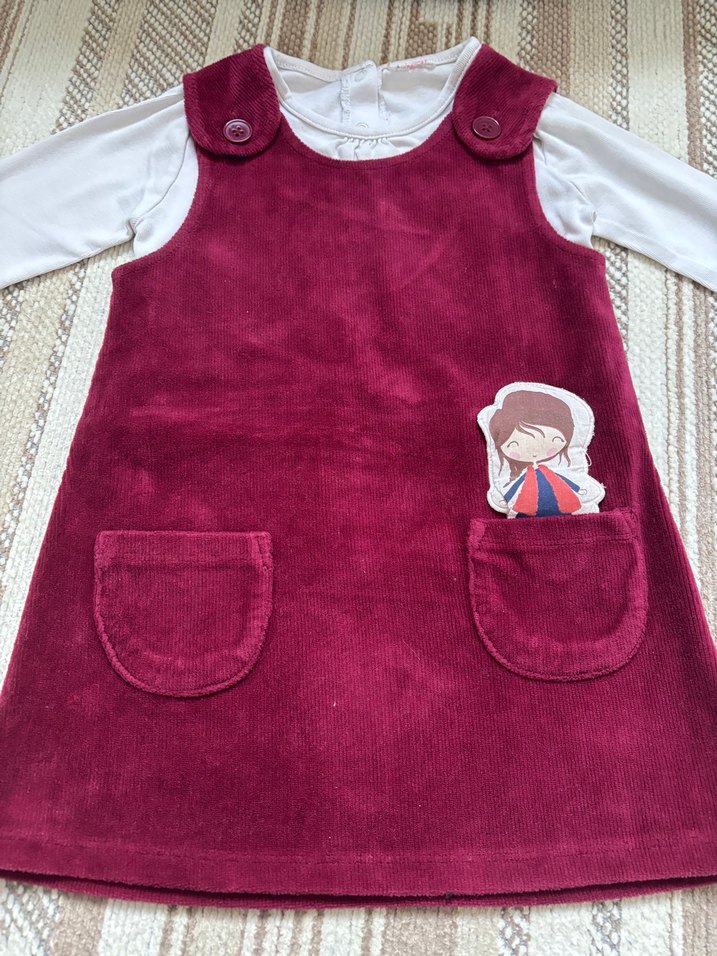 Bordo Kız Çocuk Triko Elbise - Görsel 2