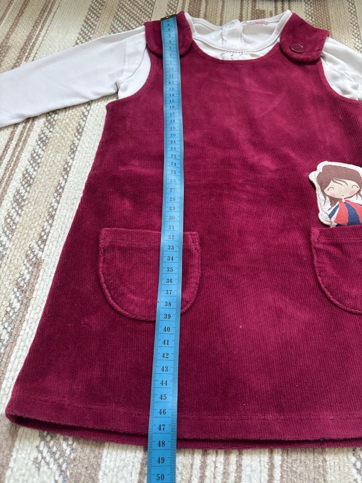 Bordo Kız Çocuk Triko Elbise - Görsel 3