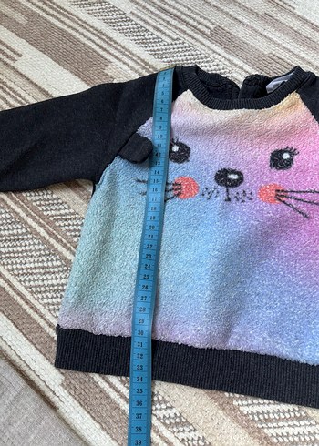 Gri Bağlamalı Desenli Uzun Kollu Örgü Bebek Kız Takımı - Görsel 2