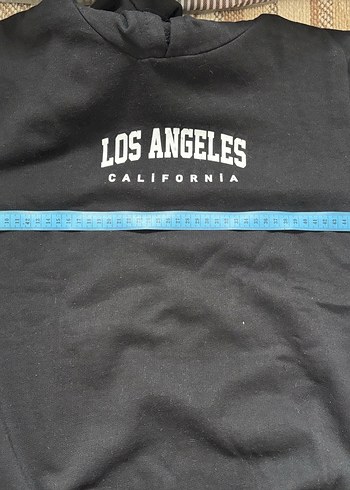 Siyah Kapüşonlu Los Angeles Baskılı Sweatshirt eşofman takımı - Görsel 4