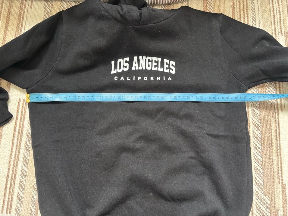 Siyah Kapüşonlu Los Angeles Baskılı Sweatshirt eşofman takımı - Görsel 4
