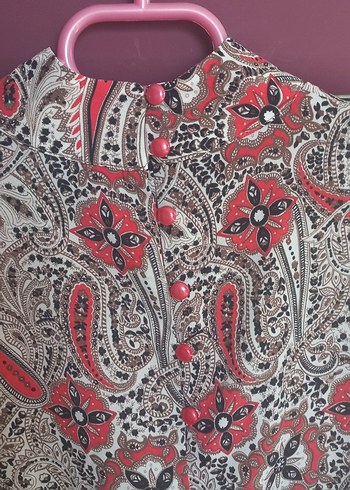 Bohem Desenli Düğmeli Uzun Kollu Kadın Gömlek - Görsel 4