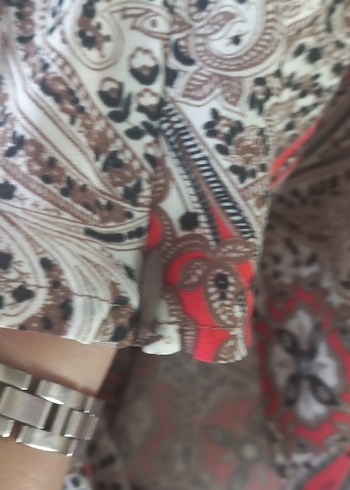 Bohem Desenli Düğmeli Uzun Kollu Kadın Gömlek - Görsel 6