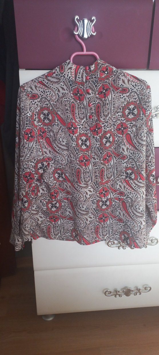 Bohem Desenli Düğmeli Uzun Kollu Kadın Gömlek - Görsel 2