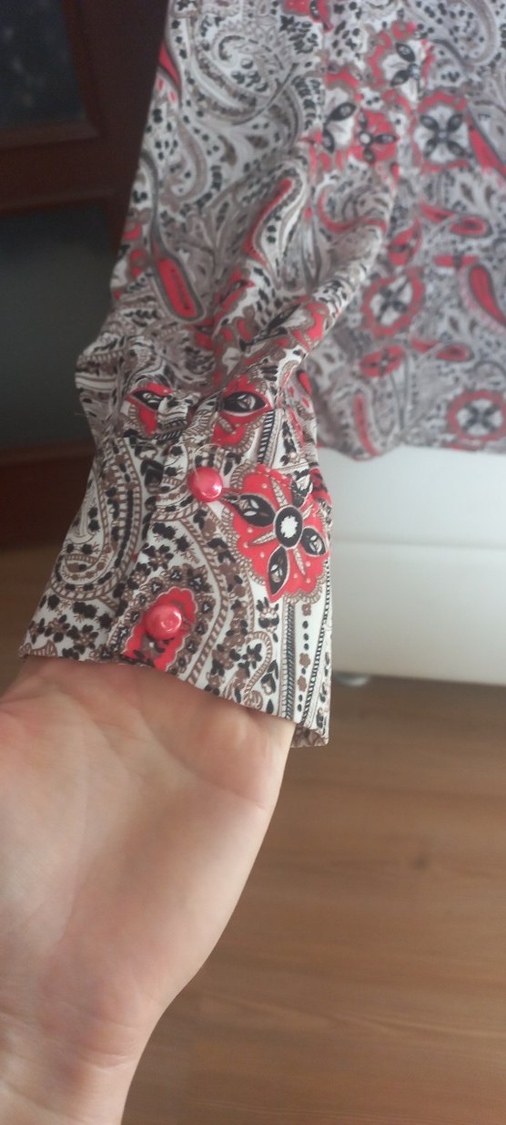 Bohem Desenli Düğmeli Uzun Kollu Kadın Gömlek - Görsel 3