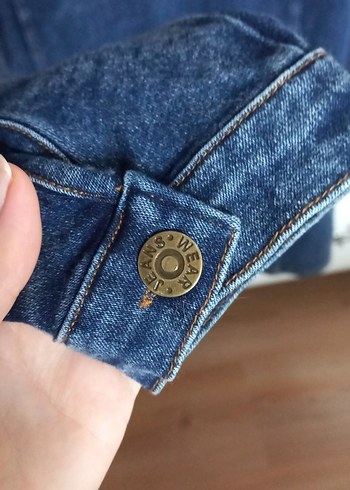 Kadın Uzun Kot Ceket Düğmeli Lacivert - Görsel 4