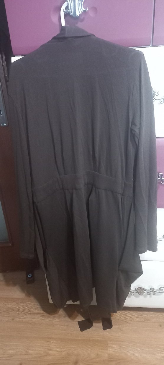 kahverengi uzun Kadın hırka - Görsel 2