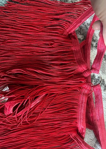 Kadın Püsküllü Kırmızı tanga - Görsel 3