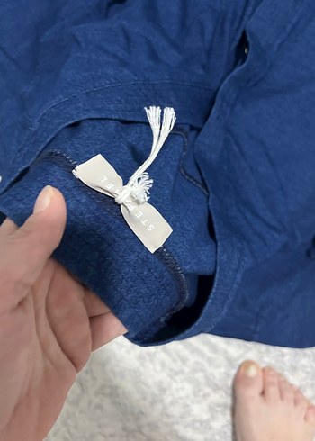 Kadın Lacivert Denim Uzun Kollu Tulum - Görsel 3