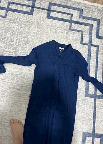 Kadın Lacivert Denim Uzun Kollu Tulum - Görsel 2