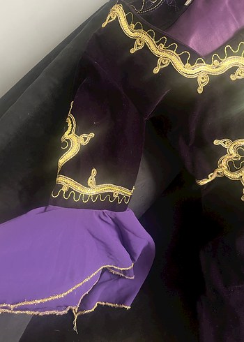 Uzun Kollu Mor Nakışlı Kadın Hint Elbisesi - Görsel 2