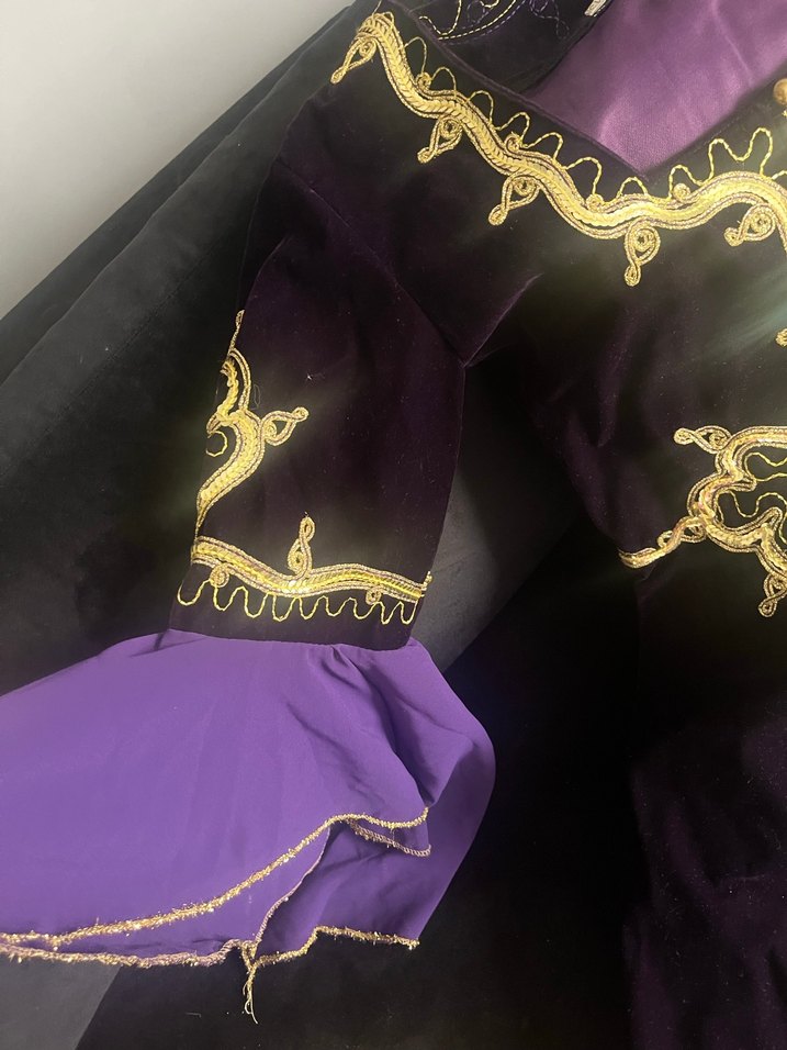 Uzun Kollu Mor Nakışlı Kadın Hint Elbisesi - Görsel 2