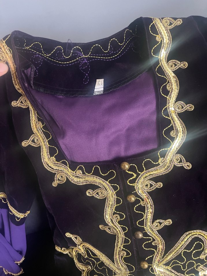 Uzun Kollu Mor Nakışlı Kadın Hint Elbisesi - Görsel 3