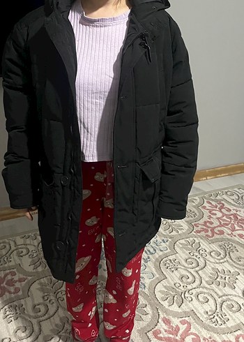 Siyah Kadın Midi Kışlık Mont - Görsel 3