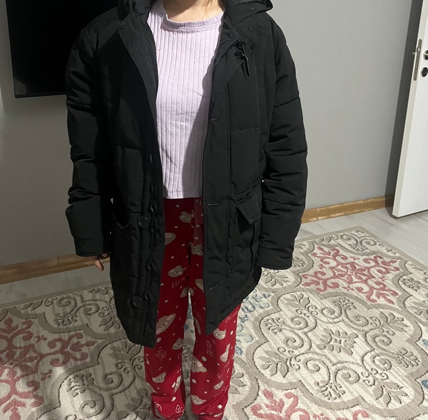 Siyah Kadın Midi Kışlık Mont - Görsel 3