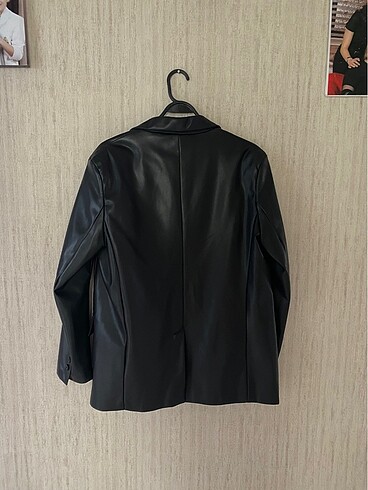 s Beden siyah Renk Bershka Oversize Blazer Deri Ceket