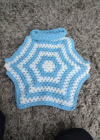 Bohem Tarz Mavi Örgü Kız Panço - Görsel 3