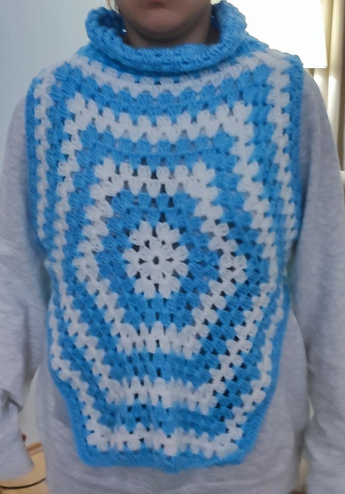 Bohem Tarz Mavi Örgü Kız Panço - Görsel 4