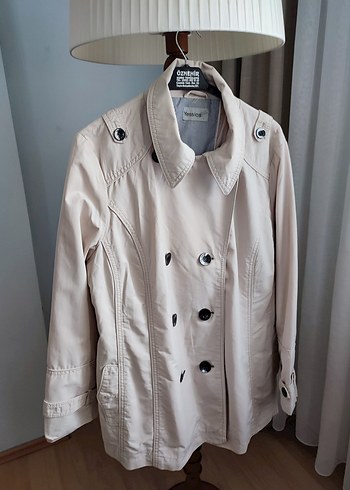 Bej Midi Kadın Trençkot Düğmeli - Görsel 2