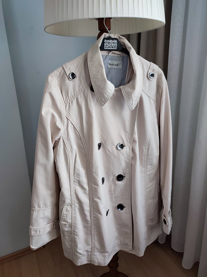 Bej Midi Kadın Trençkot Düğmeli - Görsel 2