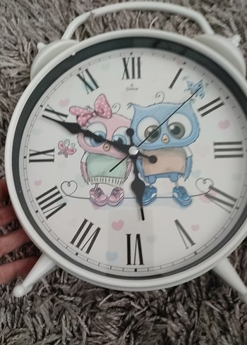 Beyaz Pastel Renk Baykuşlu Masa Saati - Görsel 7