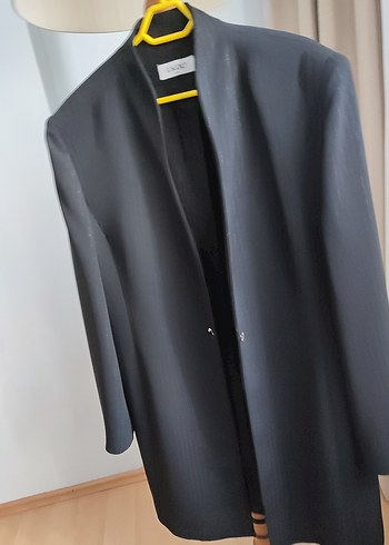 Siyah Düğmeli Kadın Midi Blazer - Görsel 11