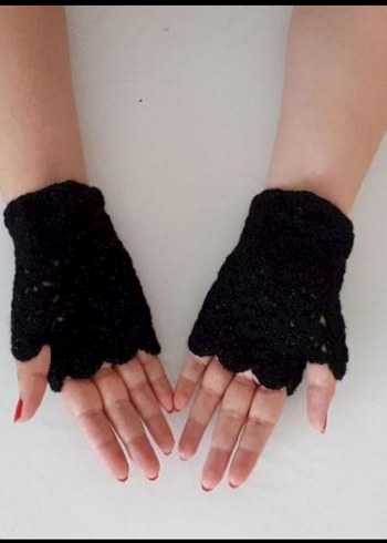Siyah Örgü Kadın Eldiven - Görsel 7