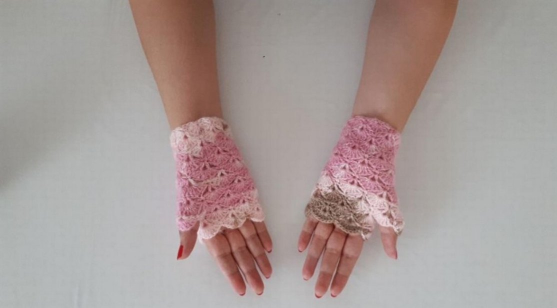 Dantel Detaylı Pembe Bohem Kadın Eldiveni - Görsel 2