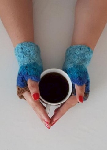 Renkli Örgü Bohem Kadın Eldivenleri - Görsel 2