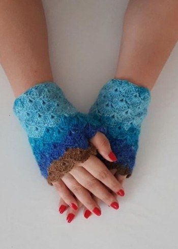 Renkli Örgü Bohem Kadın Eldivenleri - Görsel 4