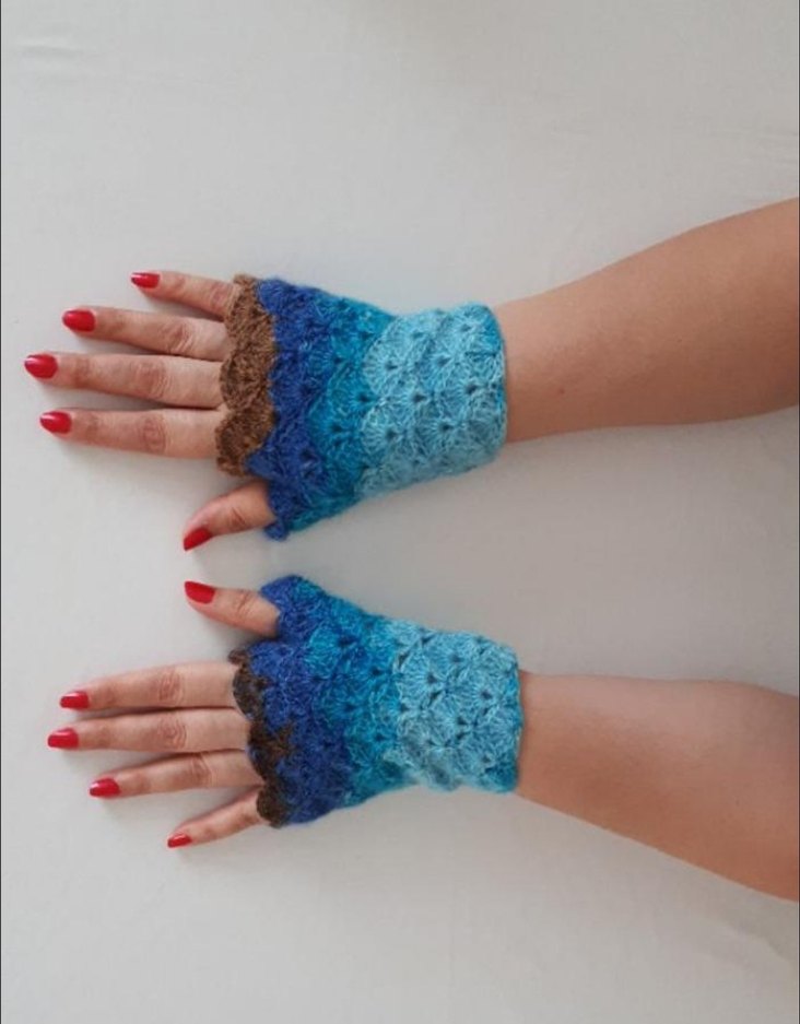 Renkli Örgü Bohem Kadın Eldivenleri - Görsel 5