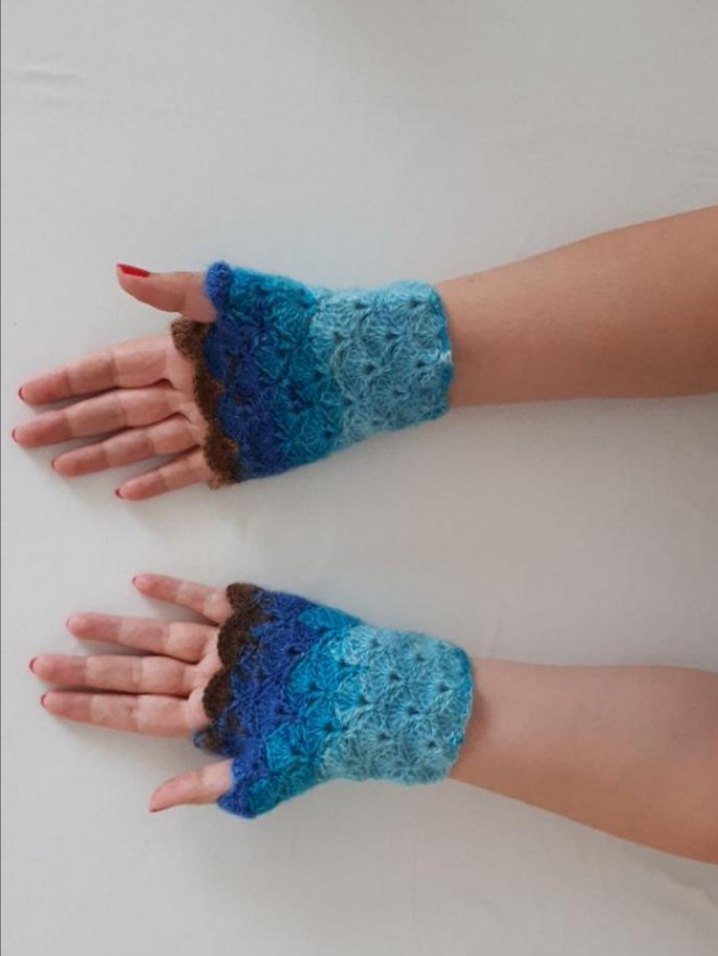 Renkli Örgü Bohem Kadın Eldivenleri - Görsel 5