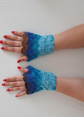 Renkli Bohem Örgü Parmaksız Eldiven - Görsel 4