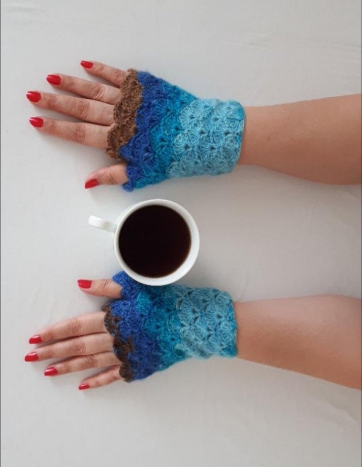 Renkli Bohem Örgü Parmaksız Eldiven - Görsel 2