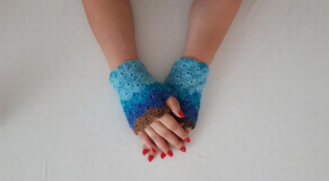 Renkli Bohem Örgü Parmaksız Eldiven - Görsel 3